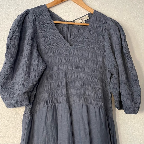 Sea New York Maxi Dress Smocked Tiered Puff Balloon Sleeve Barbiecore Balletcore - Picture 6 of 13